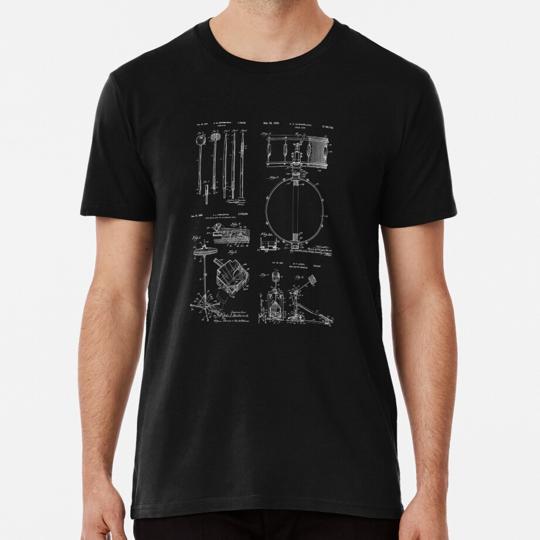 Drummer Gift Vintage Patent Print Drum Set T-Shirt
