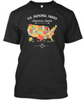 National Park Map- All 59 Parks Us Adventure Awaits T-Shirt