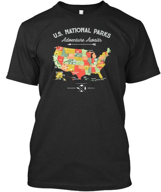 National Park Map- All 59 Parks Us Adventure Awaits T-Shirt