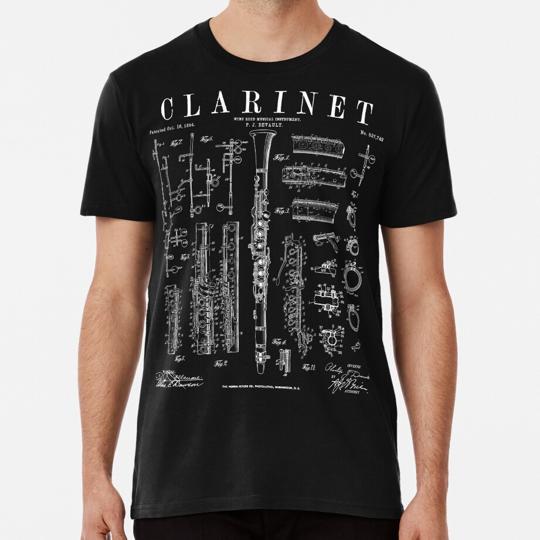 Clarinet Vintage Patent Clarinetist Drawing Print T-Shirt