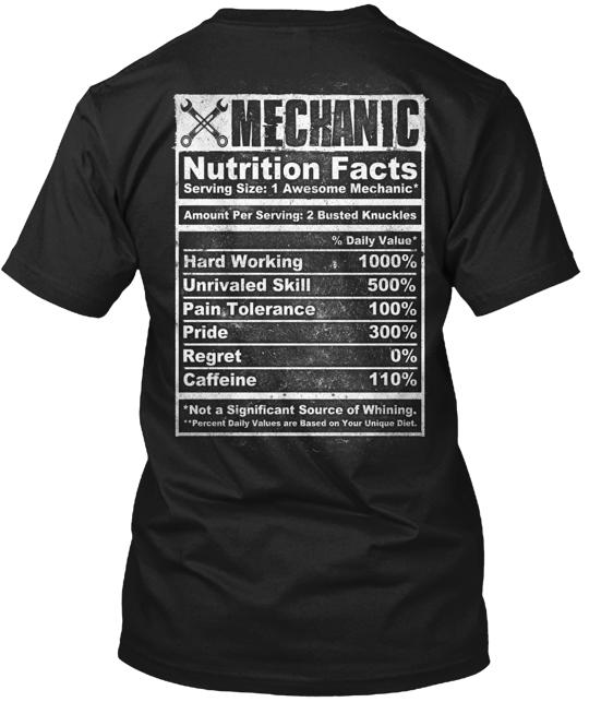 Mechanic Nutrition Facts T-Shirt