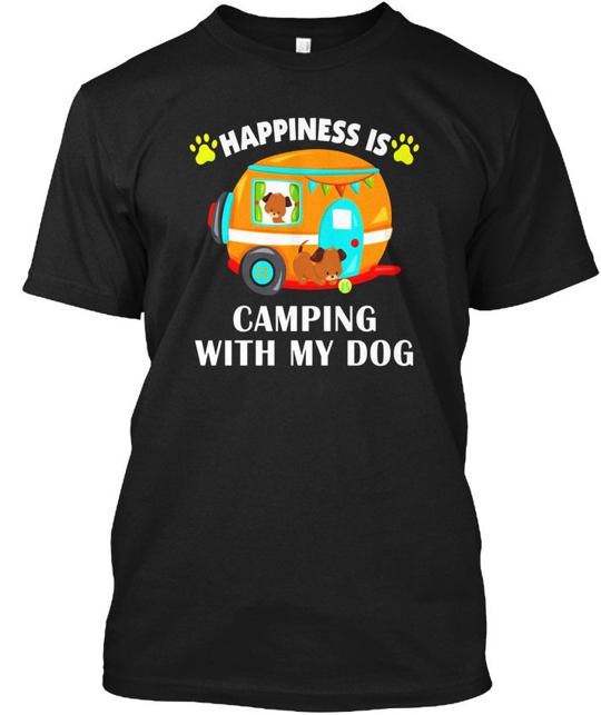 I Love Camping With My Dog Funny Happiness Trailer T-Shirt